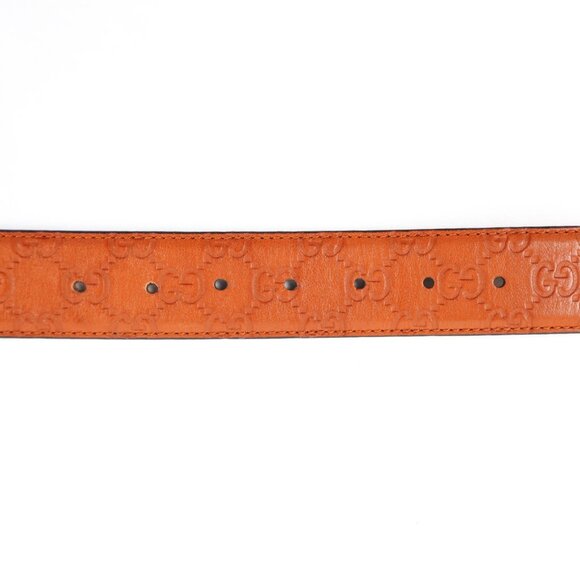 Gucci GG Monogram Leather Belt In Dark Orange Men's Size 95/38 - Preowned - Picture 5 of 12
